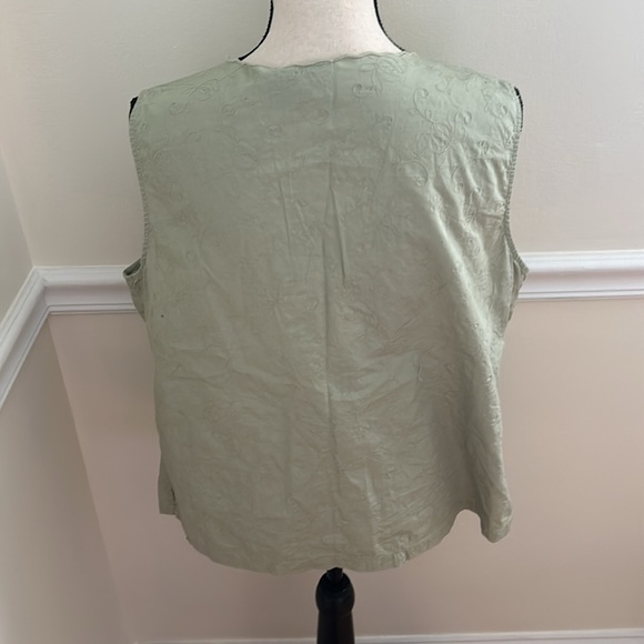 Basic Editions green button up sleeveless shirt Size XL. - Picture 3 of 8